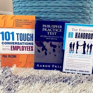 3 Essential Human Resources HR Book Lot:Tough Convos.., PHR / SPHR Practice Test